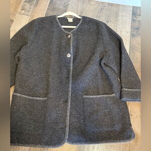 L.L. Bean Wool Jacket Coat Women’s Gray Open Front Pockets Classic